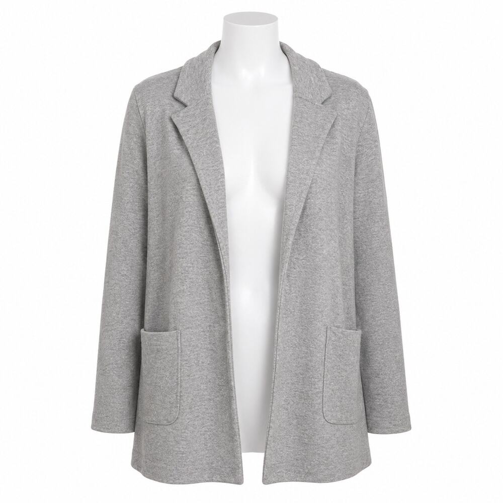 J.Crew 365 Sophie Blazer Cardigan Size XL Gray Knit Open-Front Cotton-Wool Blend